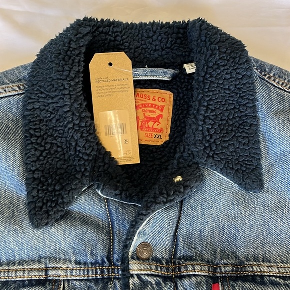 Levi’s Sherpa Jean Jacket Medium wash Navy Sherpa size XXL - Picture 7 of 10